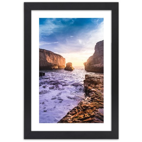 Plakat w czarnej ramie - Ocean i skały Plakat w czarnej ramie - Ocean i skały