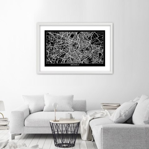 Plakat w białej ramie - Plan miasta Bruksela Plakat w białej ramie - Plan miasta Bruksela