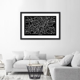 Plakat w czarnej ramie - Plan miasta Londyn