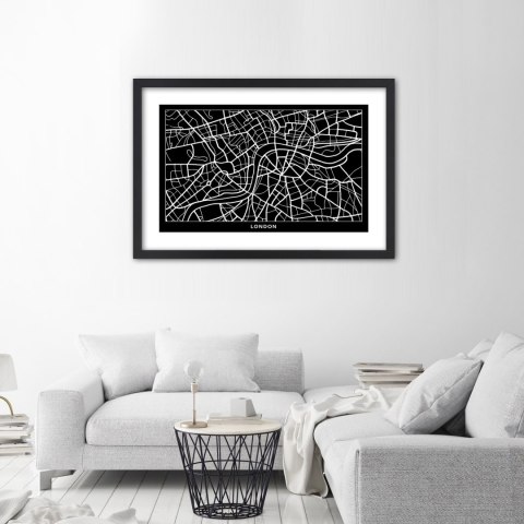 Plakat w czarnej ramie - Plan miasta Londyn Plakat w czarnej ramie - Plan miasta Londyn