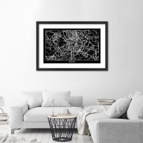 Plakat w czarnej ramie - Plan miasta Madryt Plakat w czarnej ramie - Plan miasta Madryt