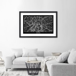 Plakat w czarnej ramie - Plan miasta Moskwa
