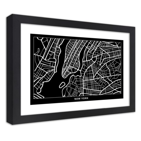 Plakat w czarnej ramie - Plan miasta Nowy Jork Plakat w czarnej ramie - Plan miasta Nowy Jork