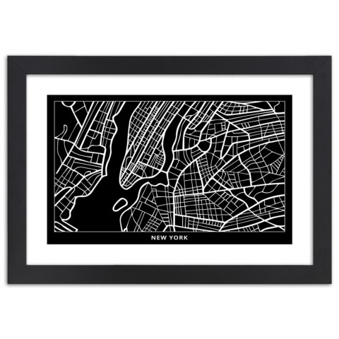 Plakat w czarnej ramie - Plan miasta Nowy Jork Plakat w czarnej ramie - Plan miasta Nowy Jork