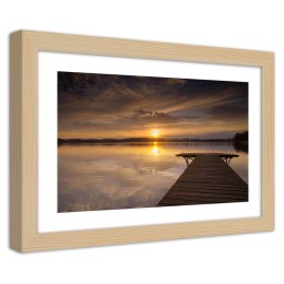 Plakat w drewnianej ramie - Pomost na jeziorze