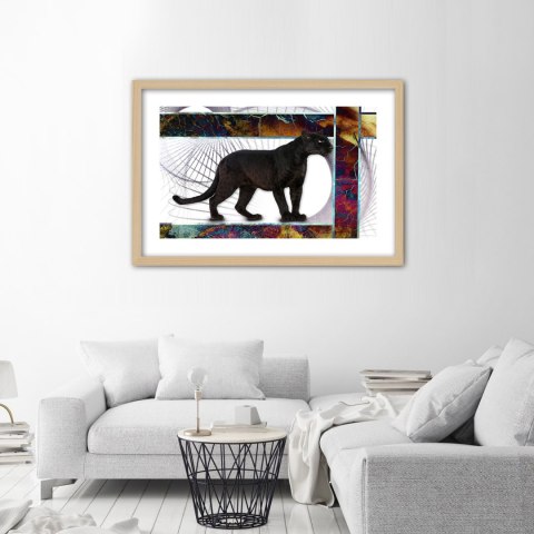 Plakat w drewnianej ramie - Czujna pantera Plakat w drewnianej ramie - Czujna pantera