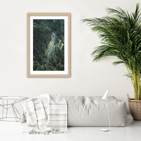 Plakat w drewnianej ramie - Droga w lesie Plakat w drewnianej ramie - Droga w lesie