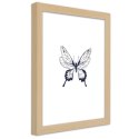 Plakat w drewnianej ramie - Narysowany motyl