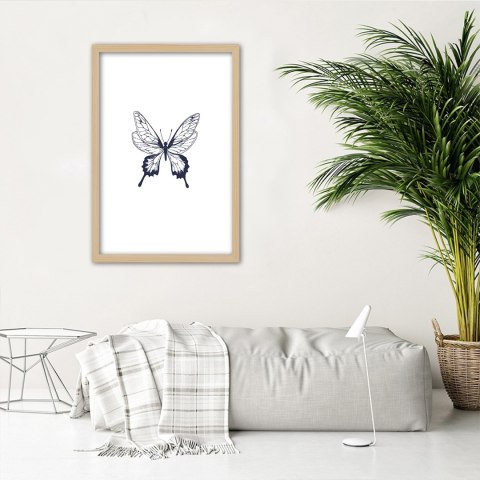 Plakat w drewnianej ramie - Narysowany motyl Plakat w drewnianej ramie - Narysowany motyl