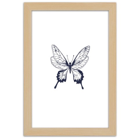 Plakat w drewnianej ramie - Narysowany motyl Plakat w drewnianej ramie - Narysowany motyl