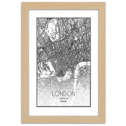 Plakat w drewnianej ramie - Plan Londynu Plakat w drewnianej ramie - Plan Londynu