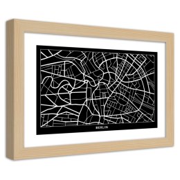 Plakat w drewnianej ramie - Plan miasta Berlin