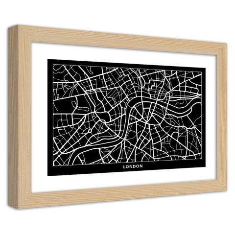 Plakat w drewnianej ramie - Plan miasta Londyn Plakat w drewnianej ramie - Plan miasta Londyn