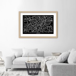 Plakat w drewnianej ramie - Plan miasta Londyn