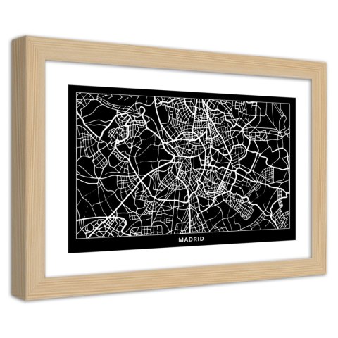 Plakat w drewnianej ramie - Plan miasta Madryt Plakat w drewnianej ramie - Plan miasta Madryt