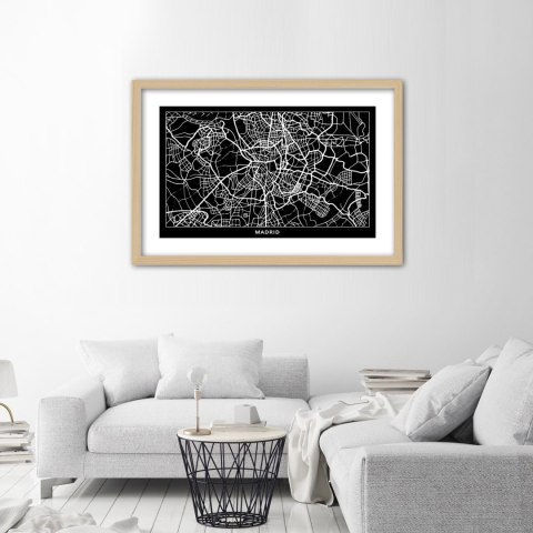 Plakat w drewnianej ramie - Plan miasta Madryt Plakat w drewnianej ramie - Plan miasta Madryt