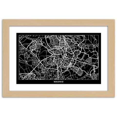 Plakat w drewnianej ramie - Plan miasta Madryt Plakat w drewnianej ramie - Plan miasta Madryt