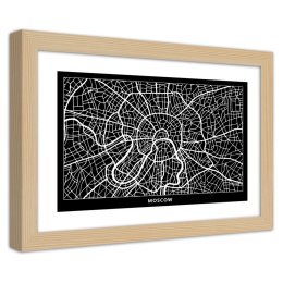 Plakat w drewnianej ramie - Plan miasta Moskwa