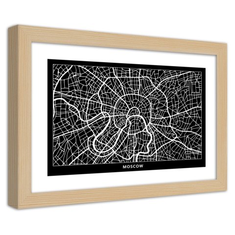 Plakat w drewnianej ramie - Plan miasta Moskwa Plakat w drewnianej ramie - Plan miasta Moskwa