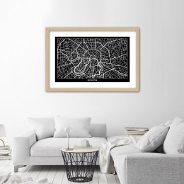 Plakat w drewnianej ramie - Plan miasta Moskwa