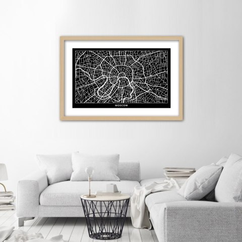 Plakat w drewnianej ramie - Plan miasta Moskwa Plakat w drewnianej ramie - Plan miasta Moskwa