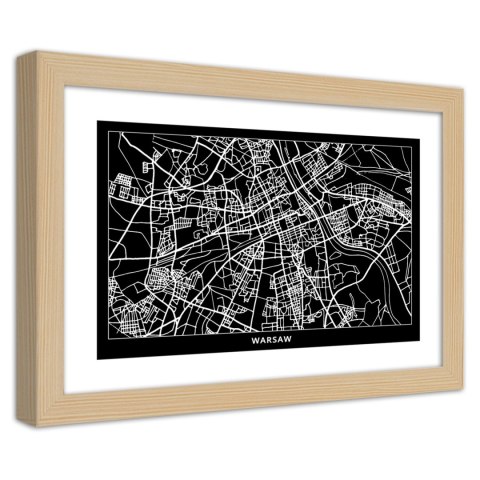 Plakat w drewnianej ramie - Plan miasta Warszawa Plakat w drewnianej ramie - Plan miasta Warszawa