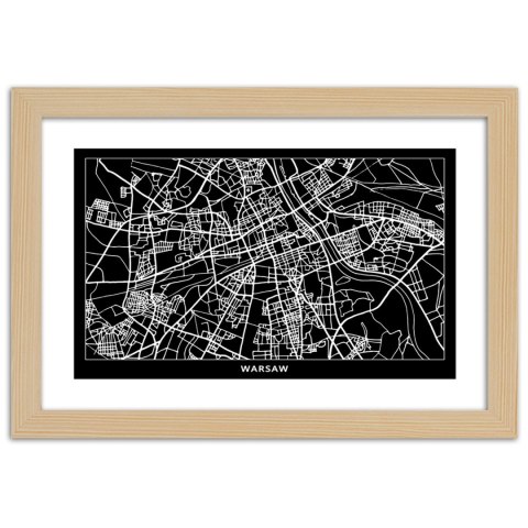 Plakat w drewnianej ramie - Plan miasta Warszawa Plakat w drewnianej ramie - Plan miasta Warszawa