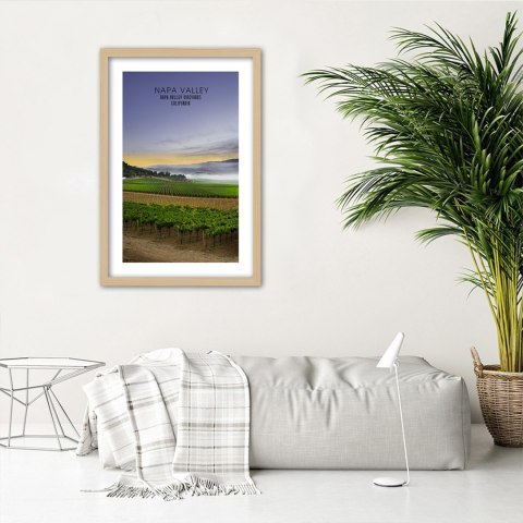 Plakat w drewnianej ramie - Wieczór nad Napa Valley Plakat w drewnianej ramie - Wieczór nad Napa Valley