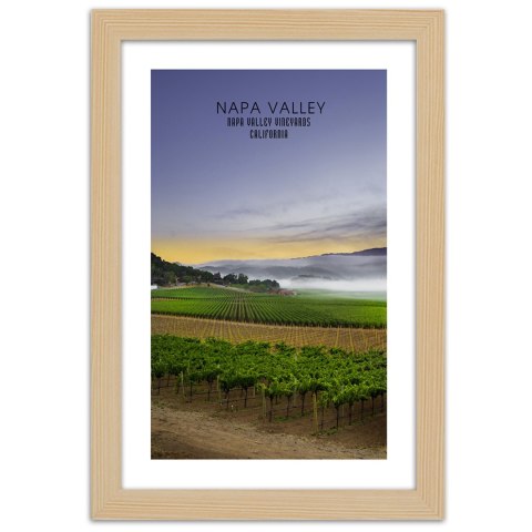 Plakat w drewnianej ramie - Wieczór nad Napa Valley Plakat w drewnianej ramie - Wieczór nad Napa Valley