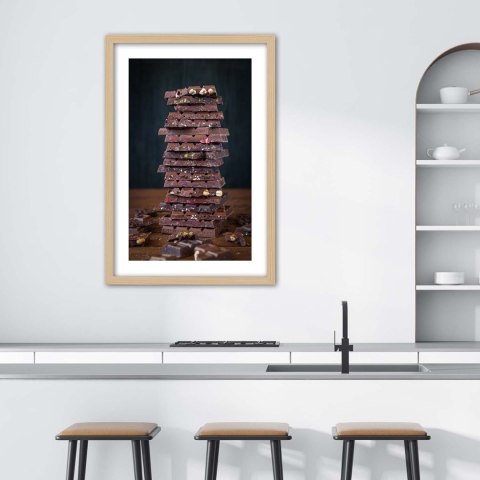 Plakat w drewnianej ramie - Wieża z czekolady deserowej Plakat w drewnianej ramie - Wieża z czekolady deserowej