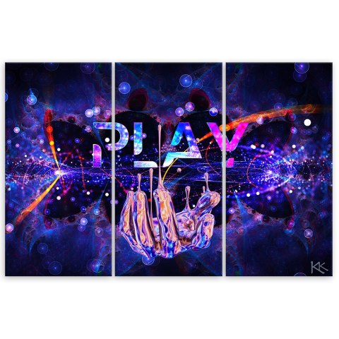 Obraz tryptyk na płótnie - Neon z napisem Play Obraz tryptyk na płótnie - Neon z napisem Play