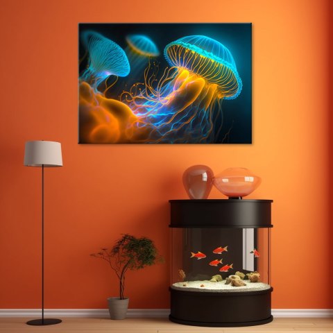 Obraz na płótnie - Meduzy pod wodą Neon