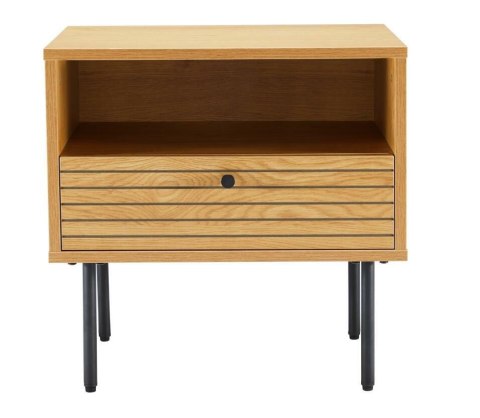 SZAFKA NOCNA LOFT, 50 CM, CZARNY METAL, DĄB, Z SZUFLADĄ I PÓŁKĄ, ELEGANCKA SZAFKA NOCNA LOFT, 50 CM, CZARNY METAL, DĄB, Z SZUFLADĄ I PÓŁKĄ, ELEGANCKA