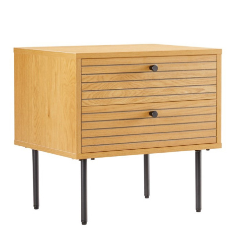 SZAFKA NOCNA LOFT, 50 CM, CZARNY METAL, DĄB, Z 2 SZUFLADAMI, ELEGANCKA SZAFKA NOCNA LOFT, 50 CM, CZARNY METAL, DĄB, Z 2 SZUFLADAMI, ELEGANCKA