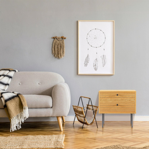 SZAFKA NOCNA LOFT, 50 CM, CZARNY METAL, DĄB, Z 2 SZUFLADAMI, ELEGANCKA SZAFKA NOCNA LOFT, 50 CM, CZARNY METAL, DĄB, Z 2 SZUFLADAMI, ELEGANCKA