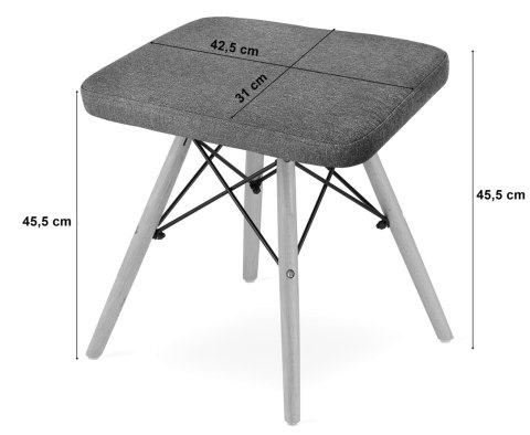 Taboret WERK - szary materiał / nogi naturalne x 1 Taboret WERK - szary materiał / nogi naturalne x 1