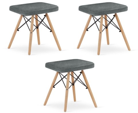 Taboret WERK - szary materiał / nogi naturalne x 3 Taboret WERK - szary materiał / nogi naturalne x 3