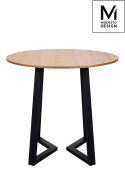 INDUSTRIALNY OKRĄGŁY STÓŁ LOFT, CZARNE METALOWE NOGI, DĘBOWY BLAT MDF 80 CM