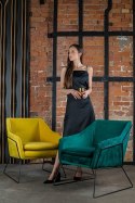 NOWOCZESNY TURKUSOWY FOTEL, CZARNY, METALOWY, DO SALONU LOFT, WYPOCZYNKOWY