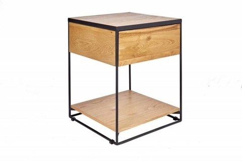 SZAFKA NOCNA LOFT, Z LITEGO DREWNA, CZARNY METAL, Z SZUFLADĄ I PÓŁKĄ 40 CM SZAFKA NOCNA LOFT, Z LITEGO DREWNA, CZARNY METAL, Z SZUFLADĄ I PÓŁKĄ 40 CM