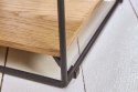 SZAFKA NOCNA LOFT, Z LITEGO DREWNA, CZARNY METAL, Z SZUFLADĄ I PÓŁKĄ 40 CM