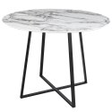MARMUROWY BIAŁY STÓŁ Z CZARNYMI NOGAMI, MDF, GLAMOUR LOFT, DO SALONU, 80 CM