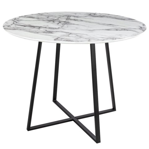MARMUROWY BIAŁY STÓŁ Z CZARNYMI NOGAMI, MDF, GLAMOUR LOFT, DO SALONU, 80 CM