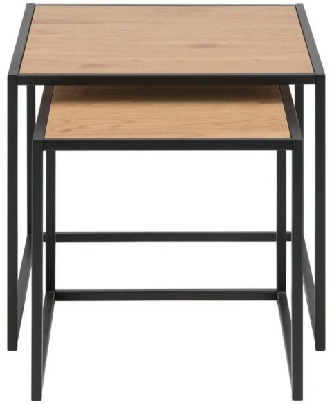 ZESTAW 2 STOLIKÓW KAWOWYCH LOFT, CZARNY METAL, DĄB, INDUSTRIALNE, 2w1 50 cm ZESTAW 2 STOLIKÓW KAWOWYCH LOFT, CZARNY METAL, DĄB, INDUSTRIALNE, 2w1 50 cm