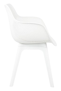 NOWOCZESNE BIAŁE KRZESŁO CORA, PODŁOKIETNIKI, DO KUCHNI, JADALNI, AŻUROWE