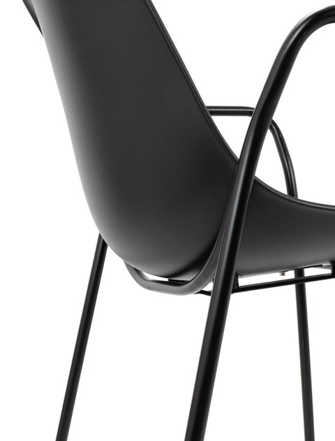 NOWOCZESNE CZARNE KRZESŁO REST, Z PODŁOKIETNIKAMI, DO SALONU, JADALNI LOFT