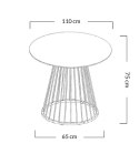 OKRĄGŁY STÓŁ, BIAŁY MARMUR, METALOWA PODSTAWA, GLAMOUR, DO SALONU, 110 CM
