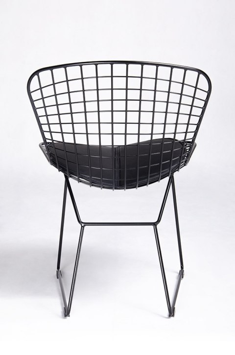 METALOWE CZARNE KRZESŁO LOFT, INDUSTRIALNE, KRATA, Z PODUSZKĄ, DO SALONU