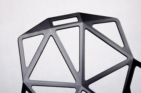 NOWOCZESNE CZARNE KRZESŁO LOFT, INDUSTRIALNE, AŻUROWE, METALOWE, DO JADALNI