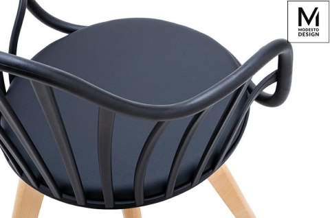 KRZESŁO LORIENT, DO SALONU, JADALNI, DREWNIANE NOGI, CZARNE, PODŁOKIETNIKI